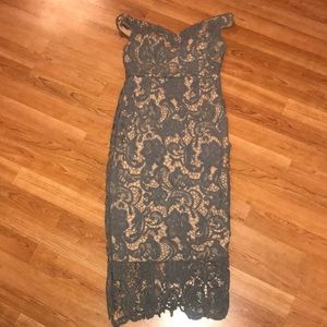 Off the shoulder gray lace dress